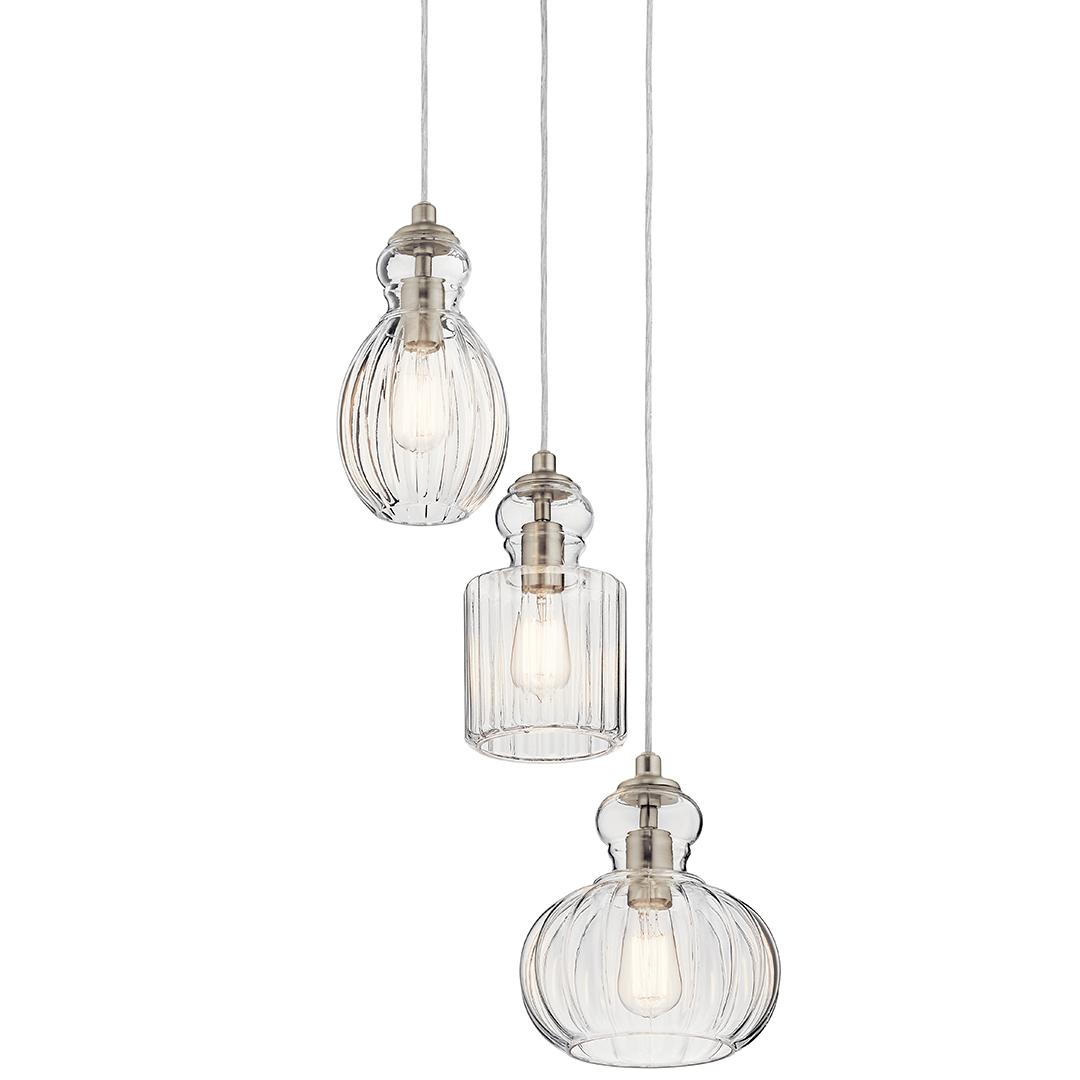 Riviera 11.25" 1 Light Pendant in Nickel on a white background