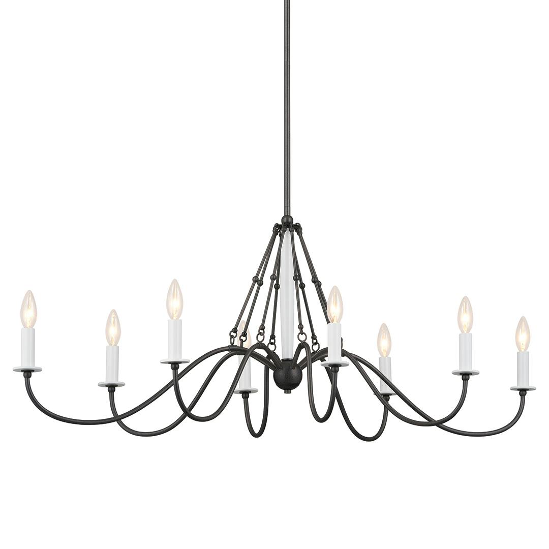 Freesia 8 Light Chandelier Anvil Iron with White Accents on a white background