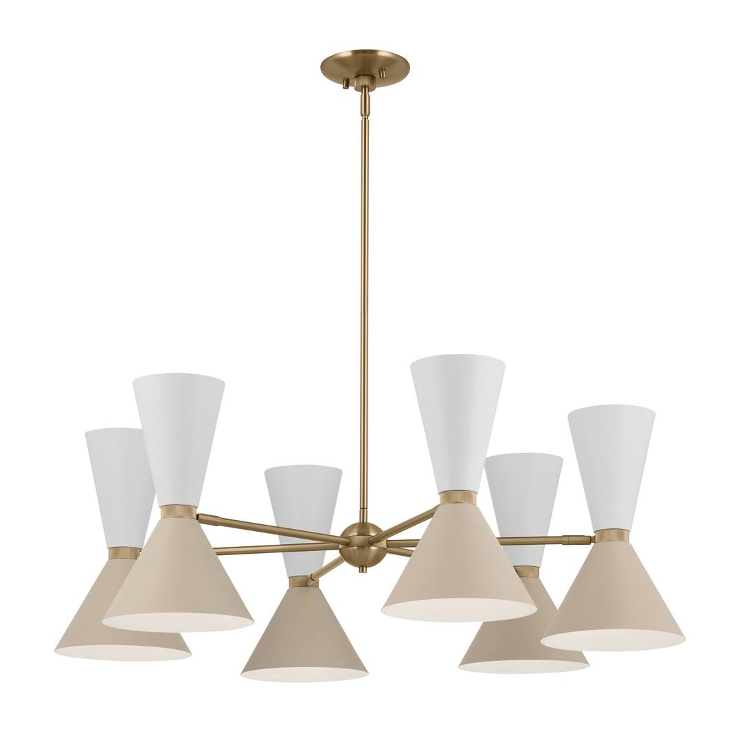 Phix 38.75 Inch 12 Light Chandelier in Champagne Bronze with Greige and White on a white background