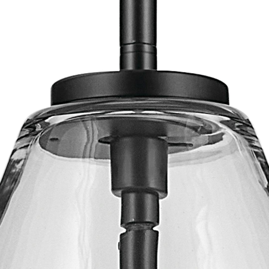 Close up view of the Everly 15.5" 1-Light Cone Pendant with Clear Glass in Black on a white background