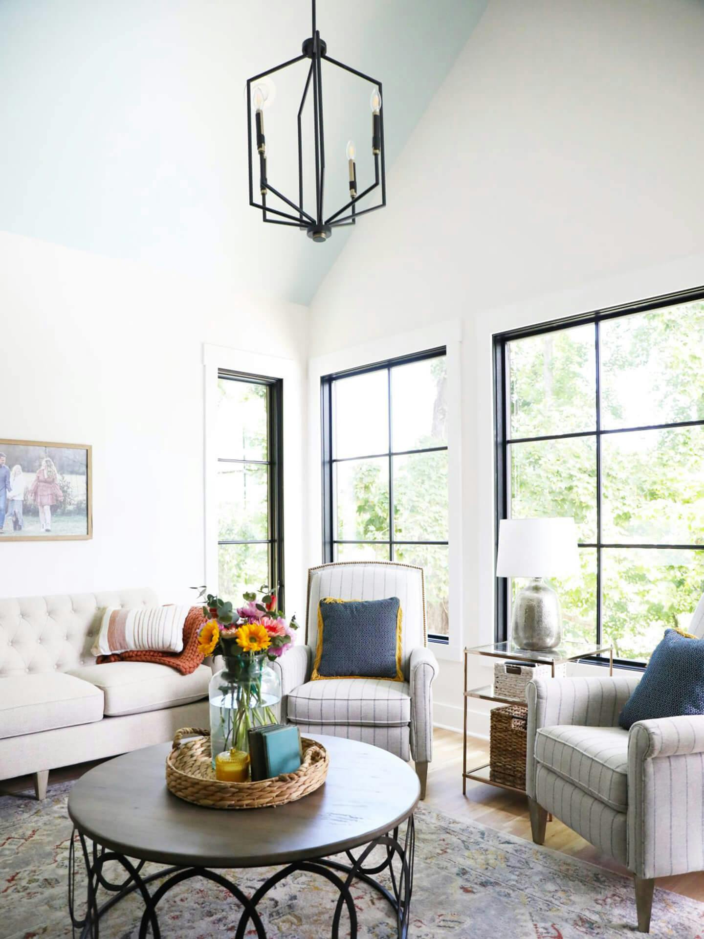 Farmhouse living room during the day.