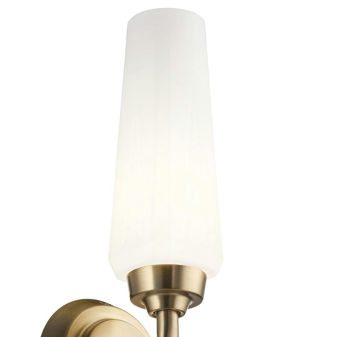 Truby 11.5 Inch 1 Light Wall Sconce with Satin Etched Cased Opal Glass in Champagne Bronze on a white background