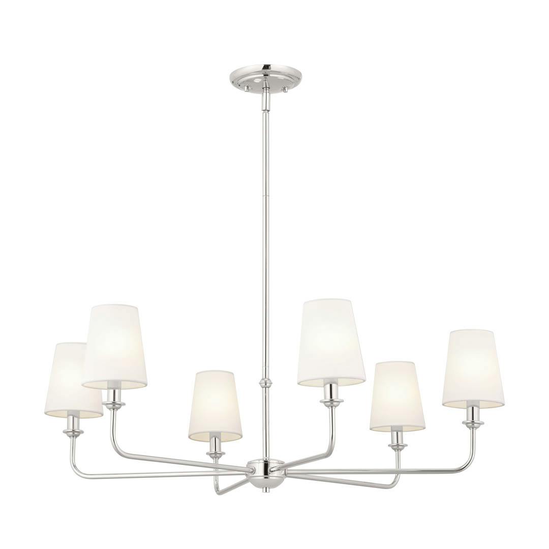 Pallas 32.25" 6 Light Chandelier Polished Nickel on a white background