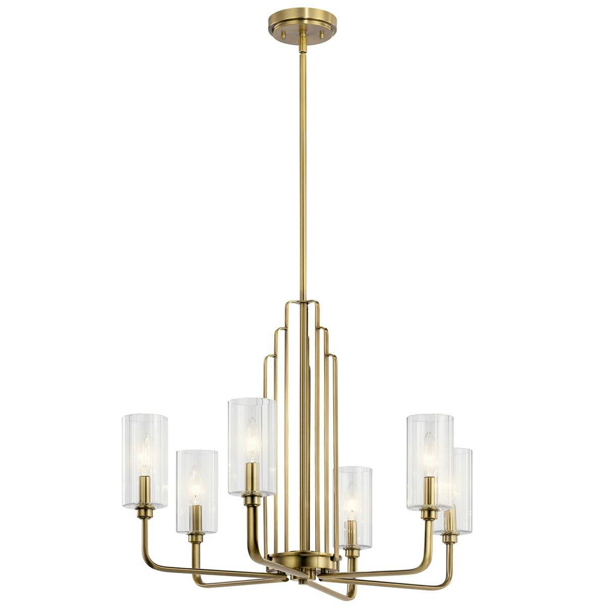 Kimrose 6 Light Chandelier Brass on a white background