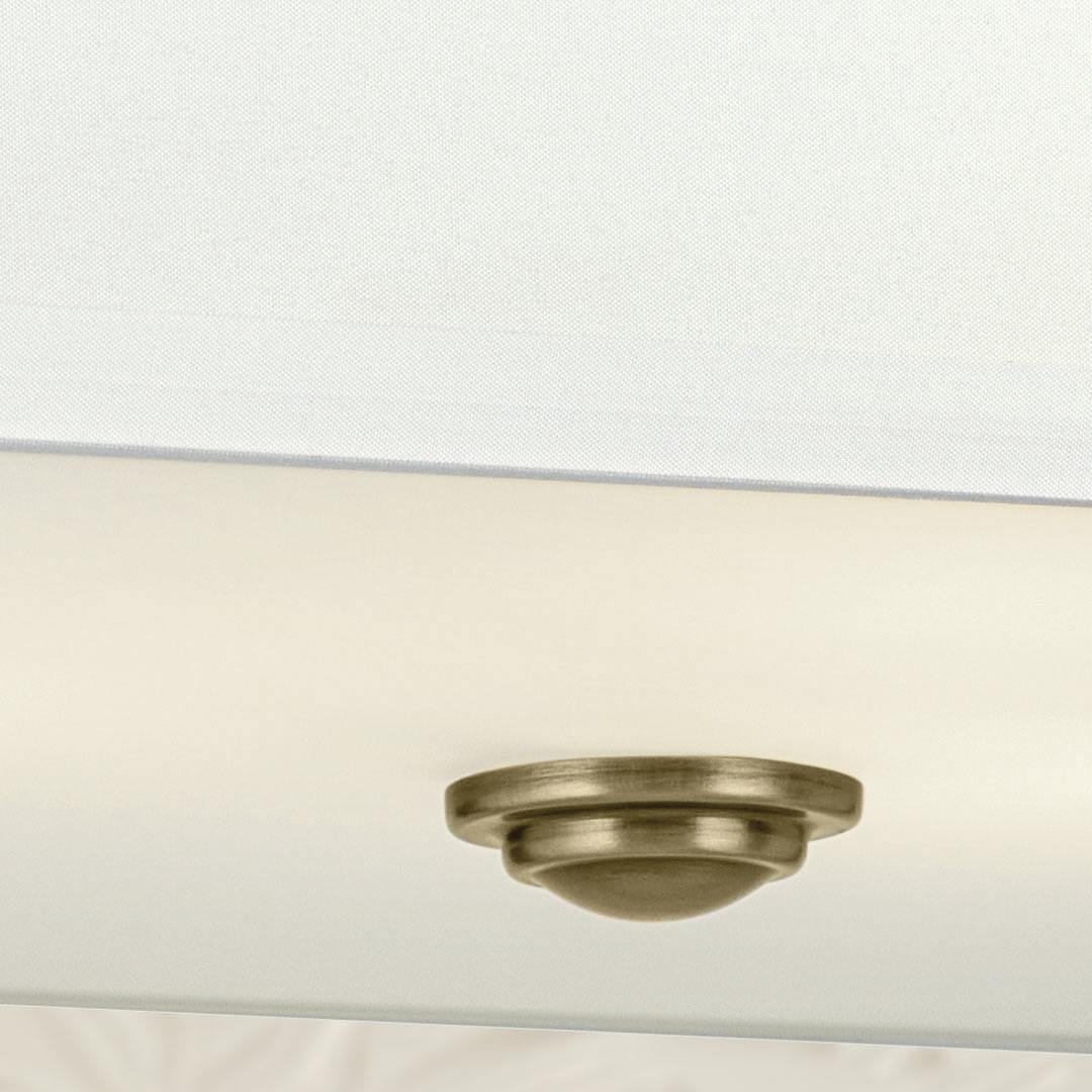 Close up view of the Shailene 11.25" 3-Light Medium Square Semi Flush in Natural Brass