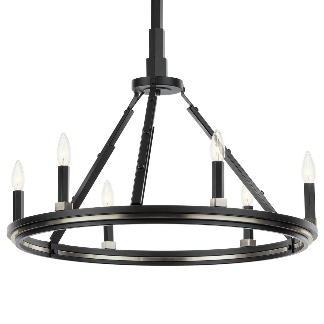 Emmala™ 24" 6 Light Chandelier in Black on a white background