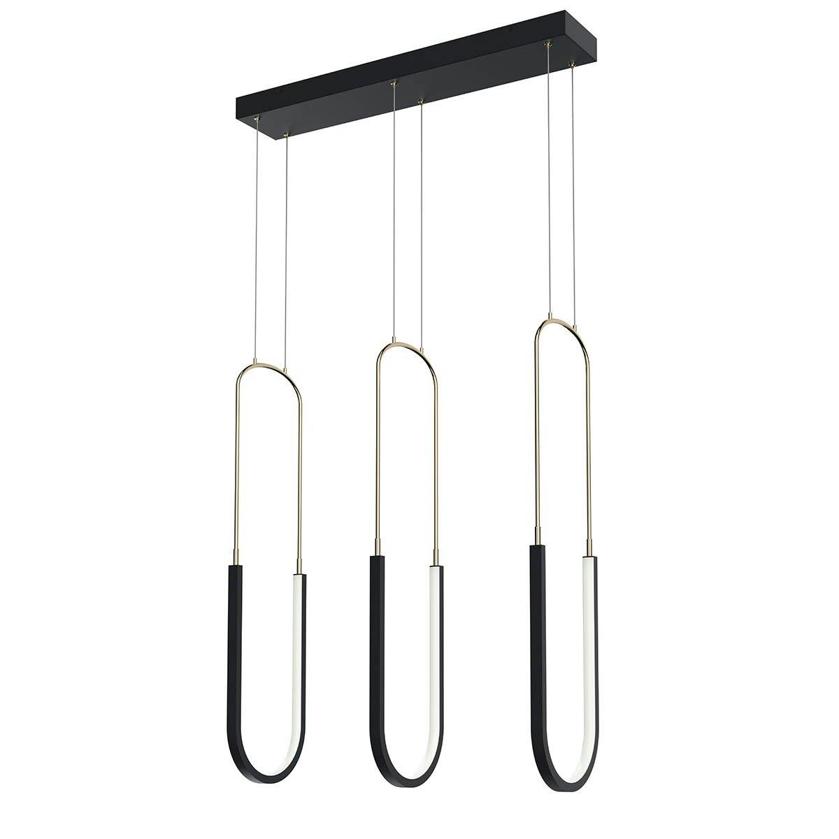 Wayan 23.75" 3 Light LED Linear Pendant Cluster Matte Black on a white background