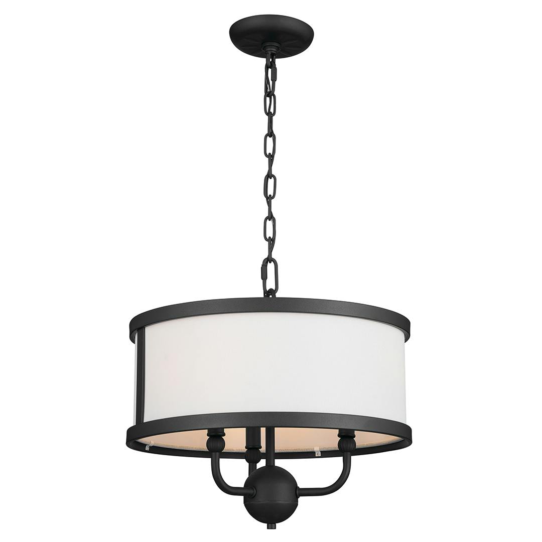 Heddle 3 Light Chandelier Textured Black on a white background