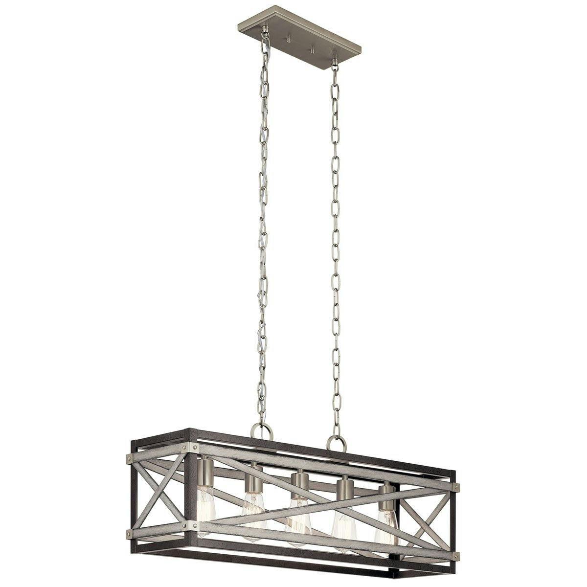 Stetton 5 Light Linear Pendant Anvil Iron on a white background