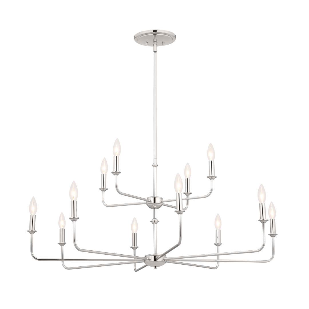 Pallas 42.75" 12 Light Chandelier Polished Nickel on a white background