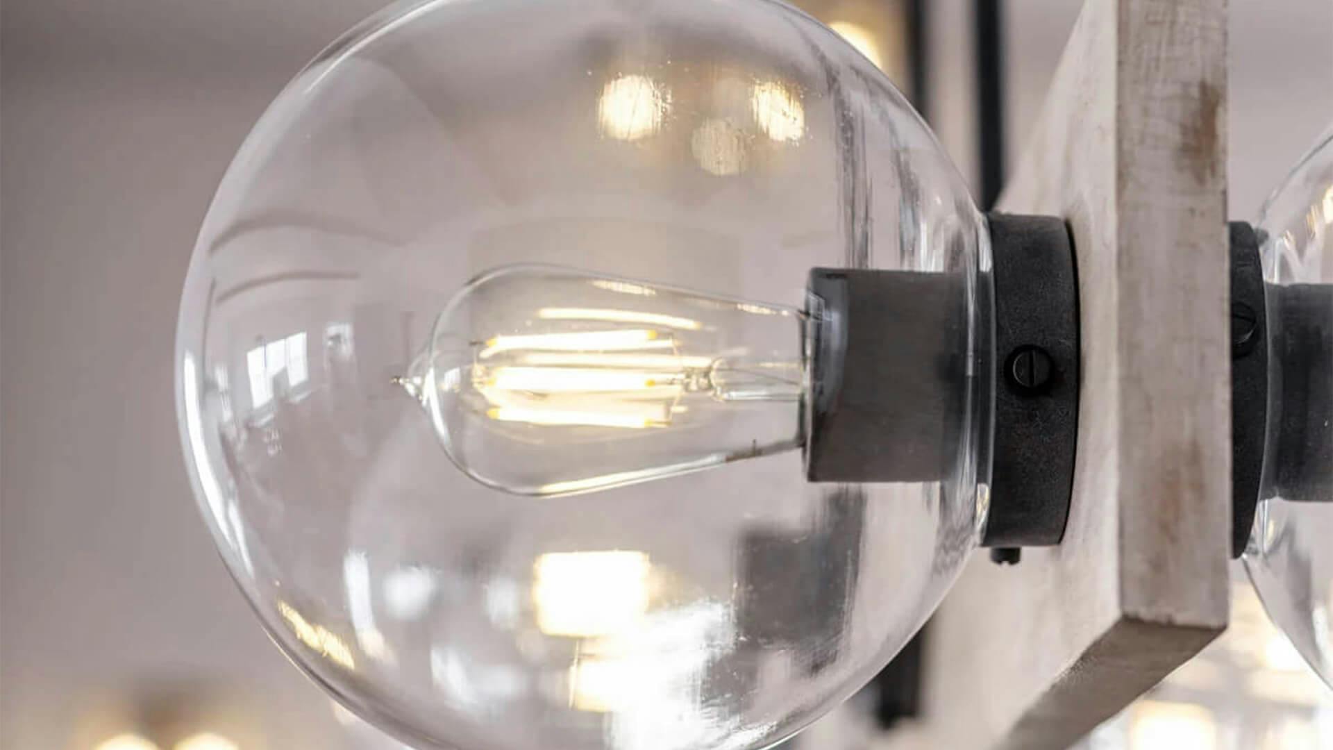 Close up on a modern farmhouse light bulb