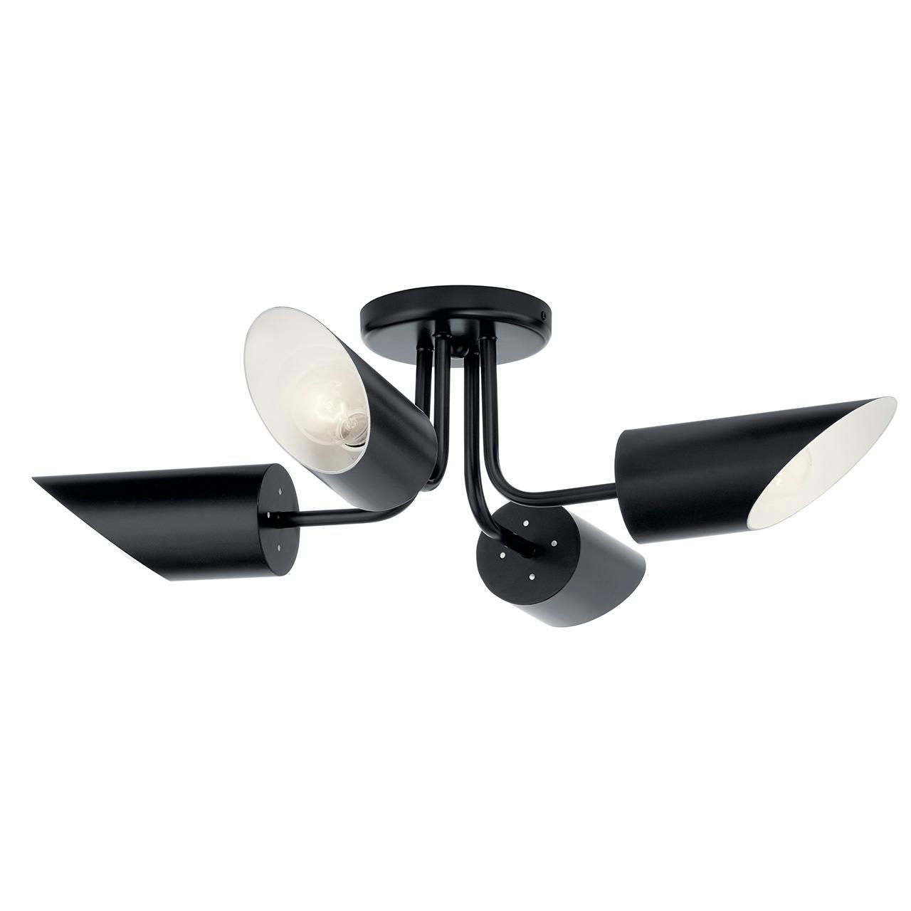 Trentino 4 Light Semi Flush Black on a white background