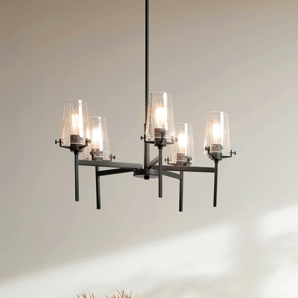 Day time dining room with Alton chandelier in black