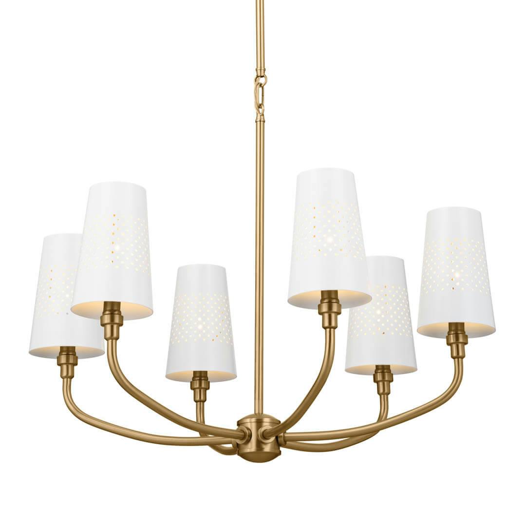 Adeena 26.75" 6 Light Chandelier Brushed Natural Brass on a white background