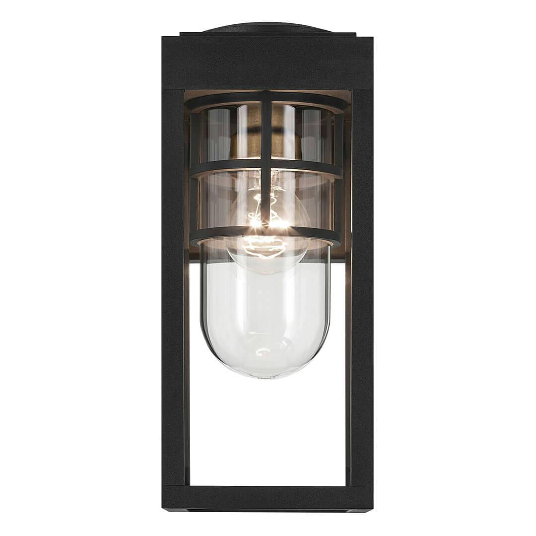 Front view of the Kroft 14" 1 Light Outdoor Wall Light with Clear Glass in Textured Black on a white background