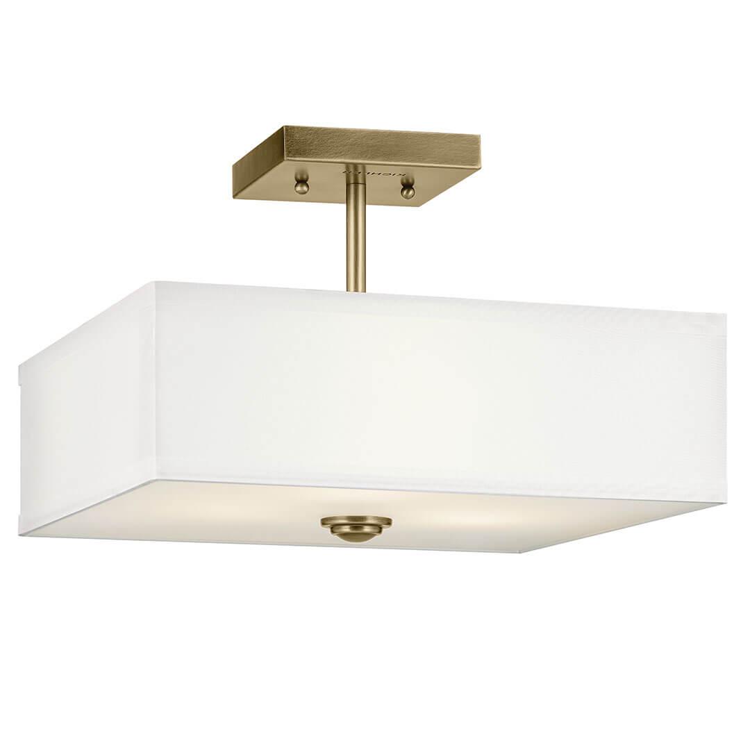 The Shailene 14" 3-Light Medium Square Semi Flush in Natural Brass on a white background