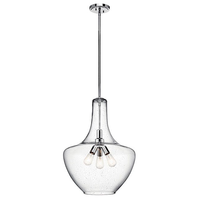 Everly 27.5" 3 Light Pendant Chrome on a white background