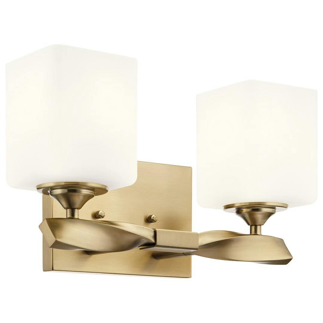 Marette 13.5 inch 2 Light Vanity Light with Satin Etched Cased Opal Glass in Champagne Bronze on a white background