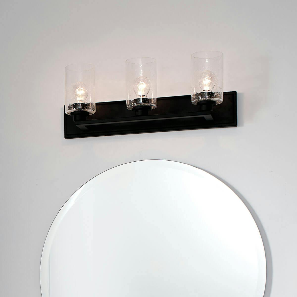 Day time Bathroom featuring Amity vanity light 37489BK