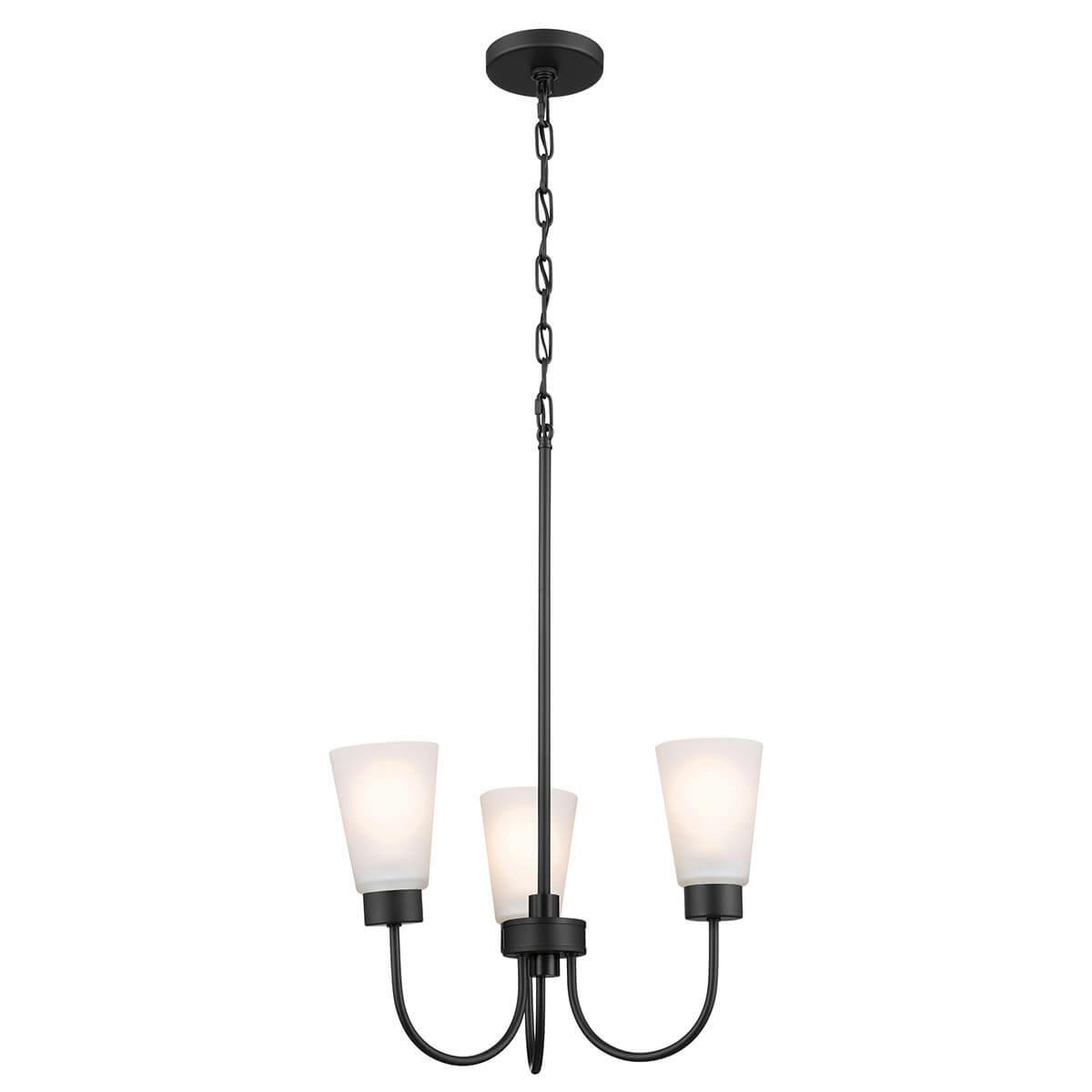 Erma 18" 3 Light Chandelier Black on a white background