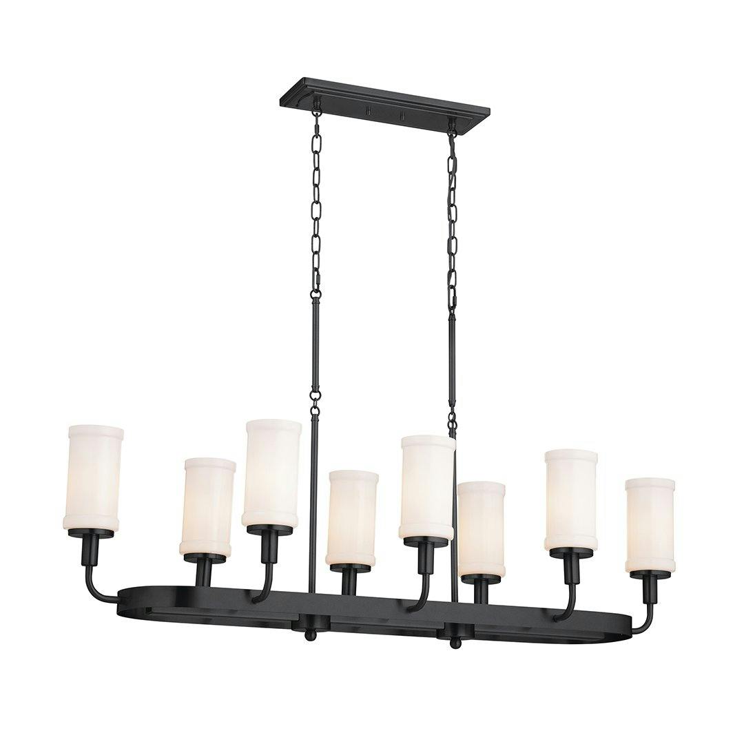 Vetivene 8 Light Linear Chandelier Textured Black on a white background