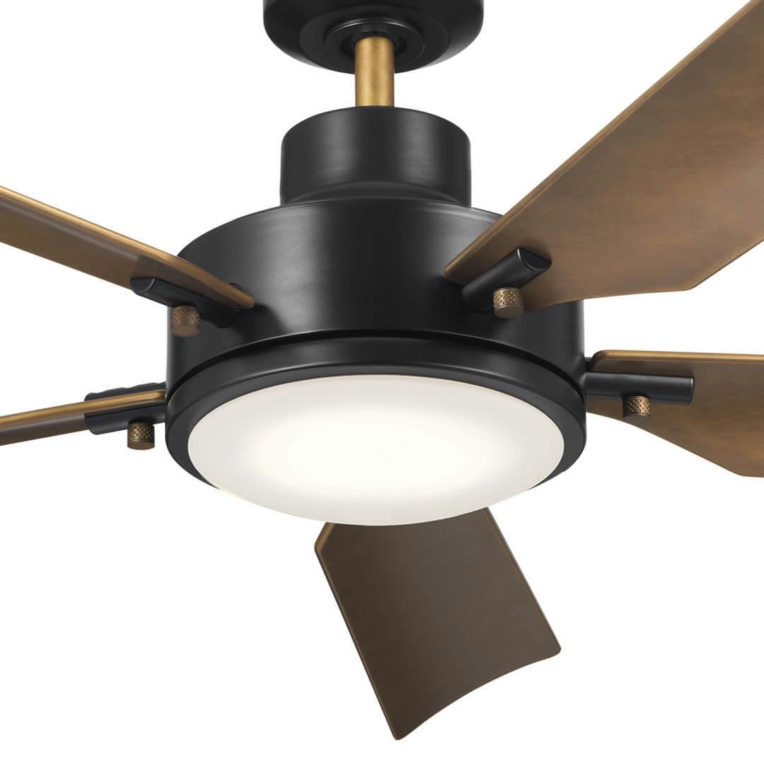 56" Guardian 5 Blade LED Indoor Ceiling Fan Satin Black on a white background