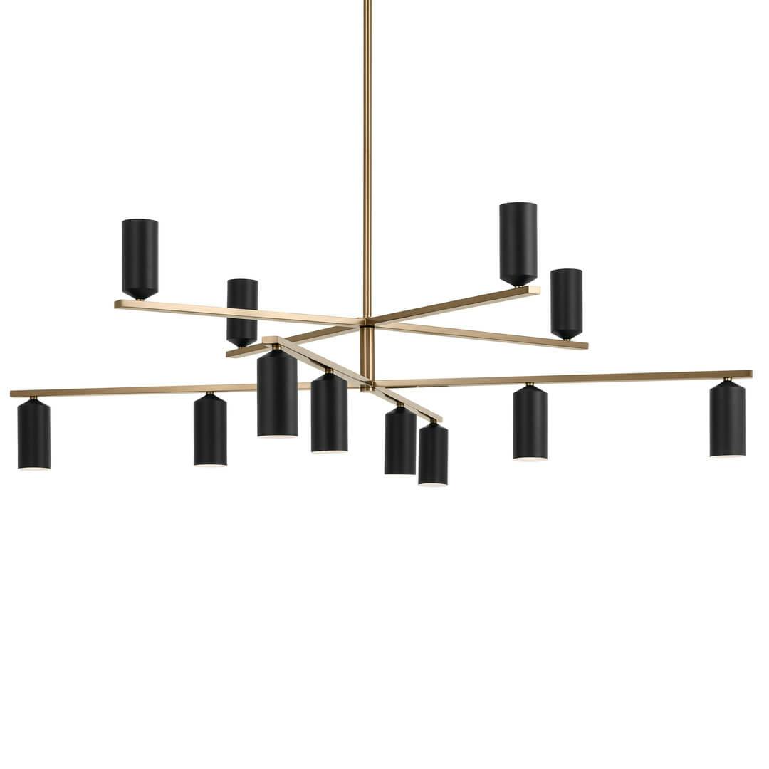 Gala 55.75 Inch 12 Light Chandelier in Champagne Bronze with Black on a white background