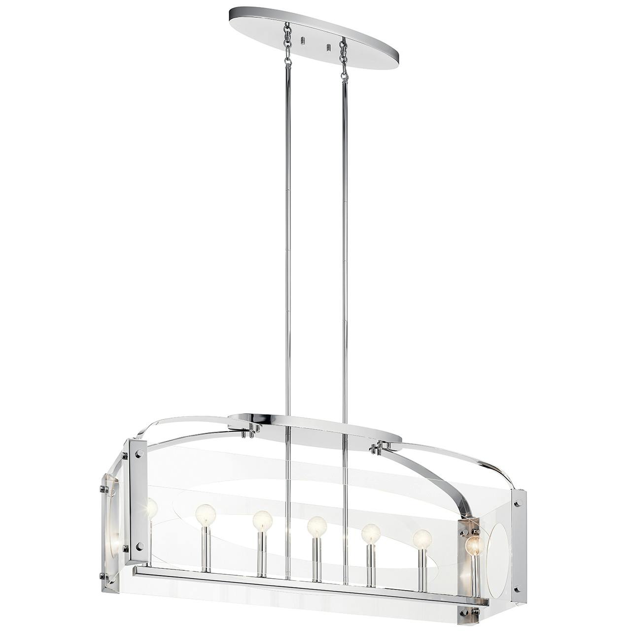 Pytel™ 7 Light Linear Chandelier Chrome on a white background