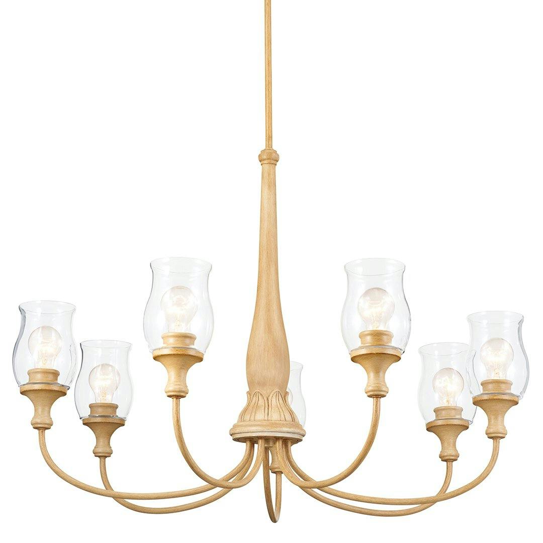 Melis 7 Light Chandelier Warm Maple on a white background