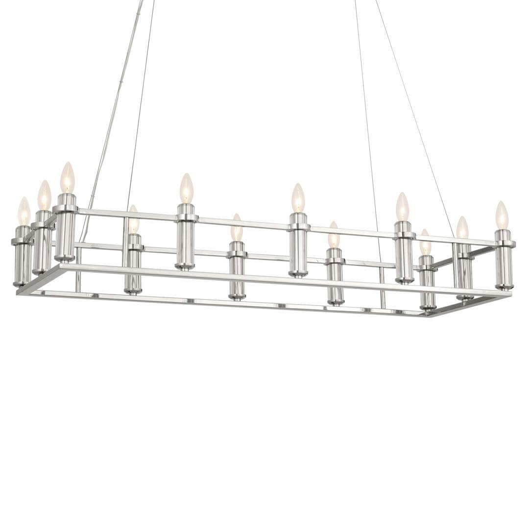 Rosalind 45.25" 12 Light Linear Chandelier Polished Nickel on a white background