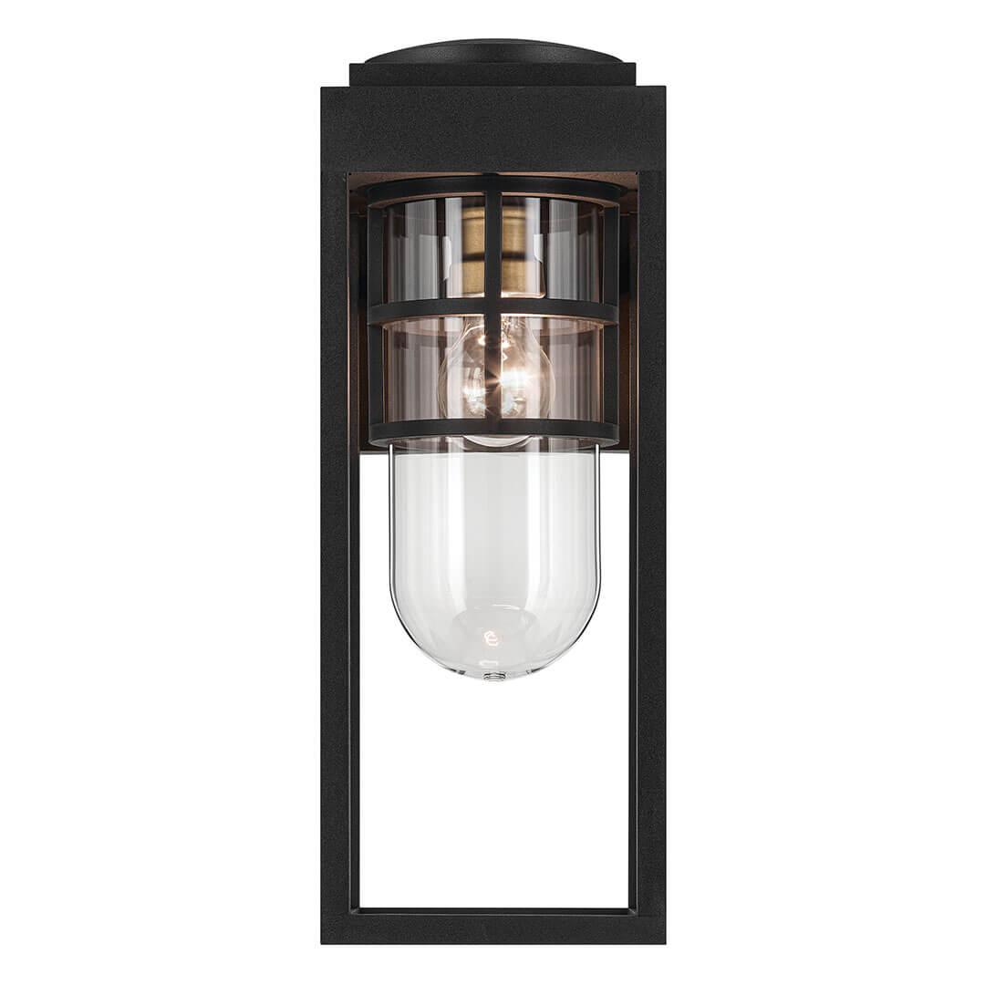 Front view of the Kroft 14" 1 Light Outdoor Wall Light with Clear Glass in Textured Black on a white background