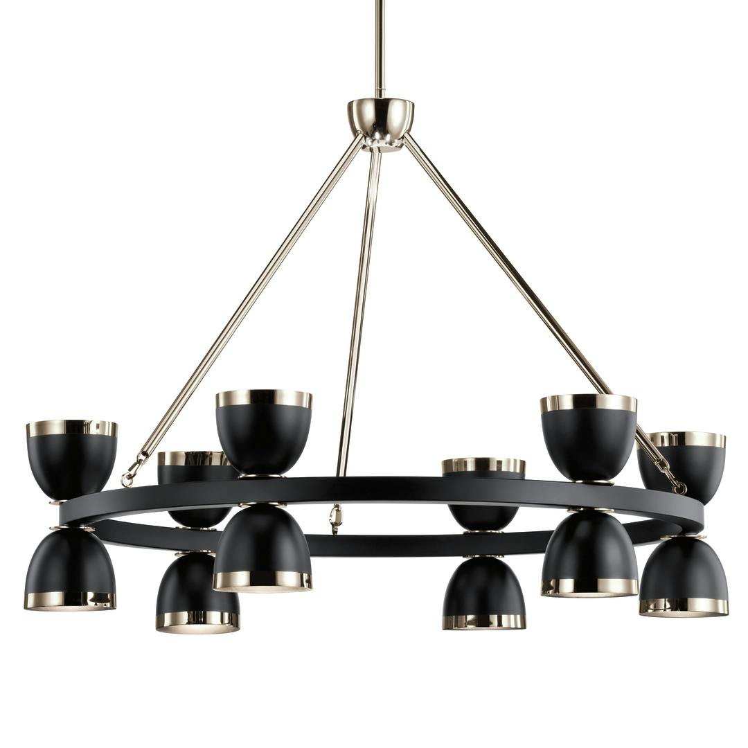 Baland LED 31" 12 Light Chandelier Black on a white background