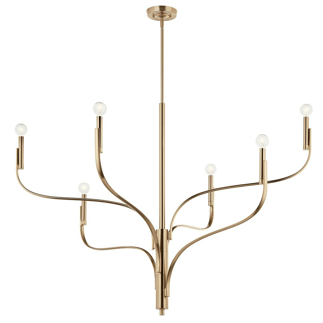 The Livadia 47.25 Inch 6 Light Chandelier in Champagne Bronze on a white background