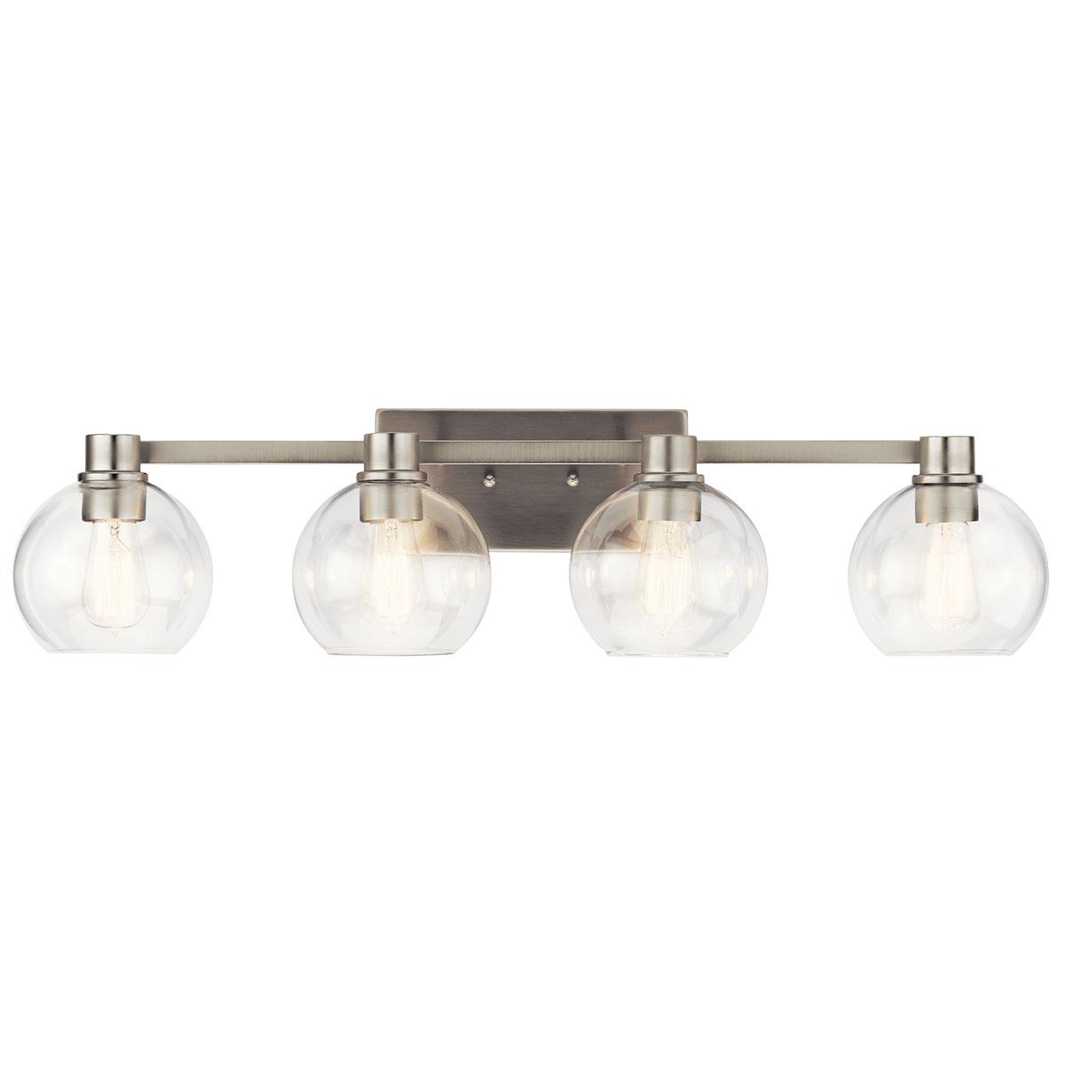 The Harmony 4 Light Vanity Light Nickel facing down on a white background