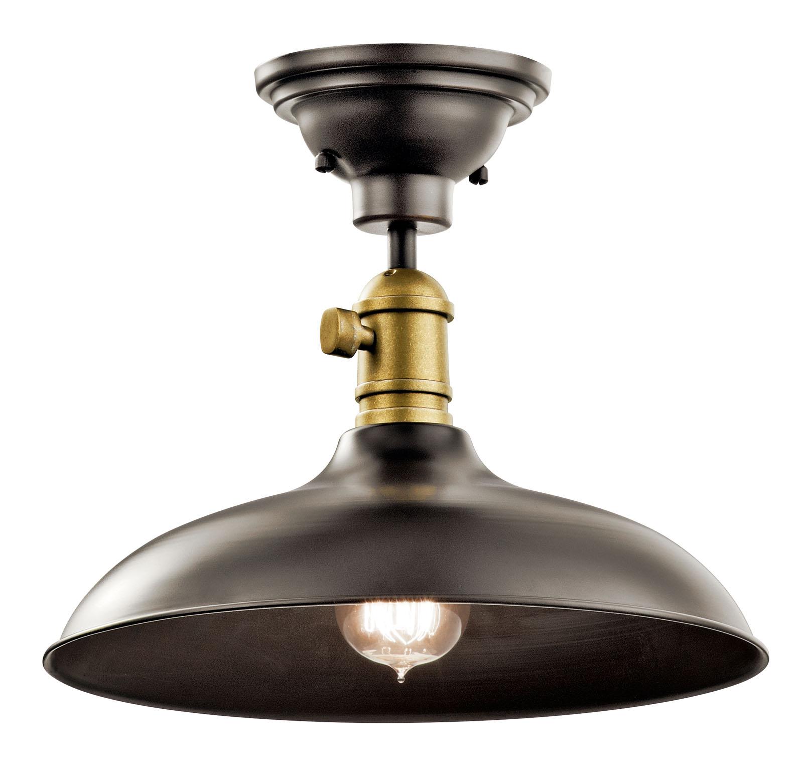 Cobson 7.5" Convertible Pendant Bronze shown as a semi-flush on a white background