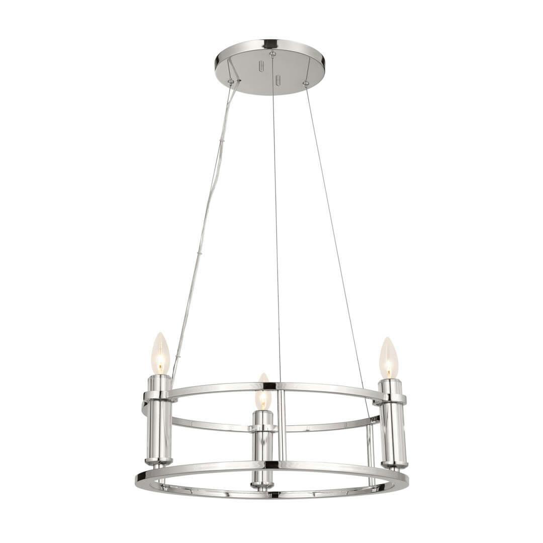 Rosalind 19.5" 3 Light Chandelier Polished Nickel on a white background