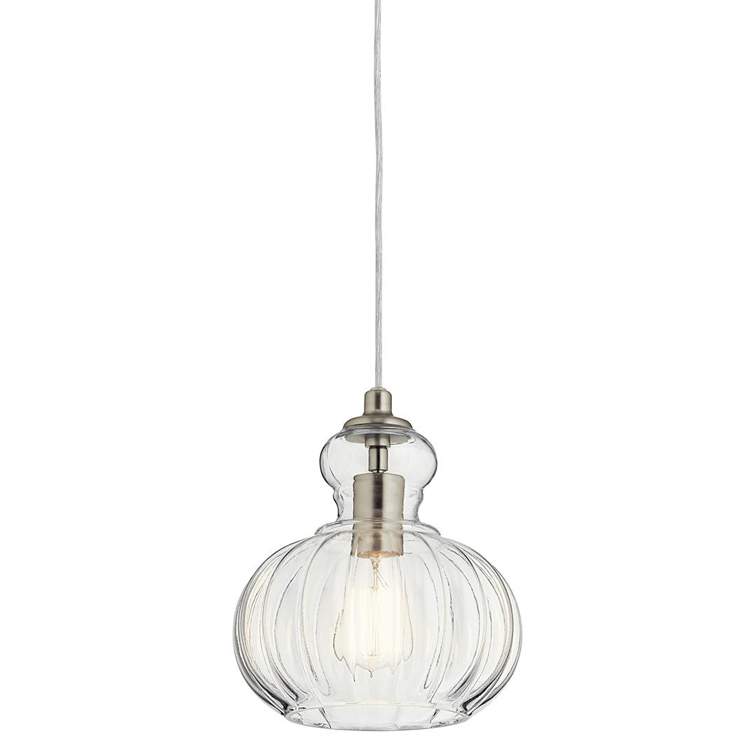 Riviera 10.25" 1 Light Pendant in Nickel on a white background