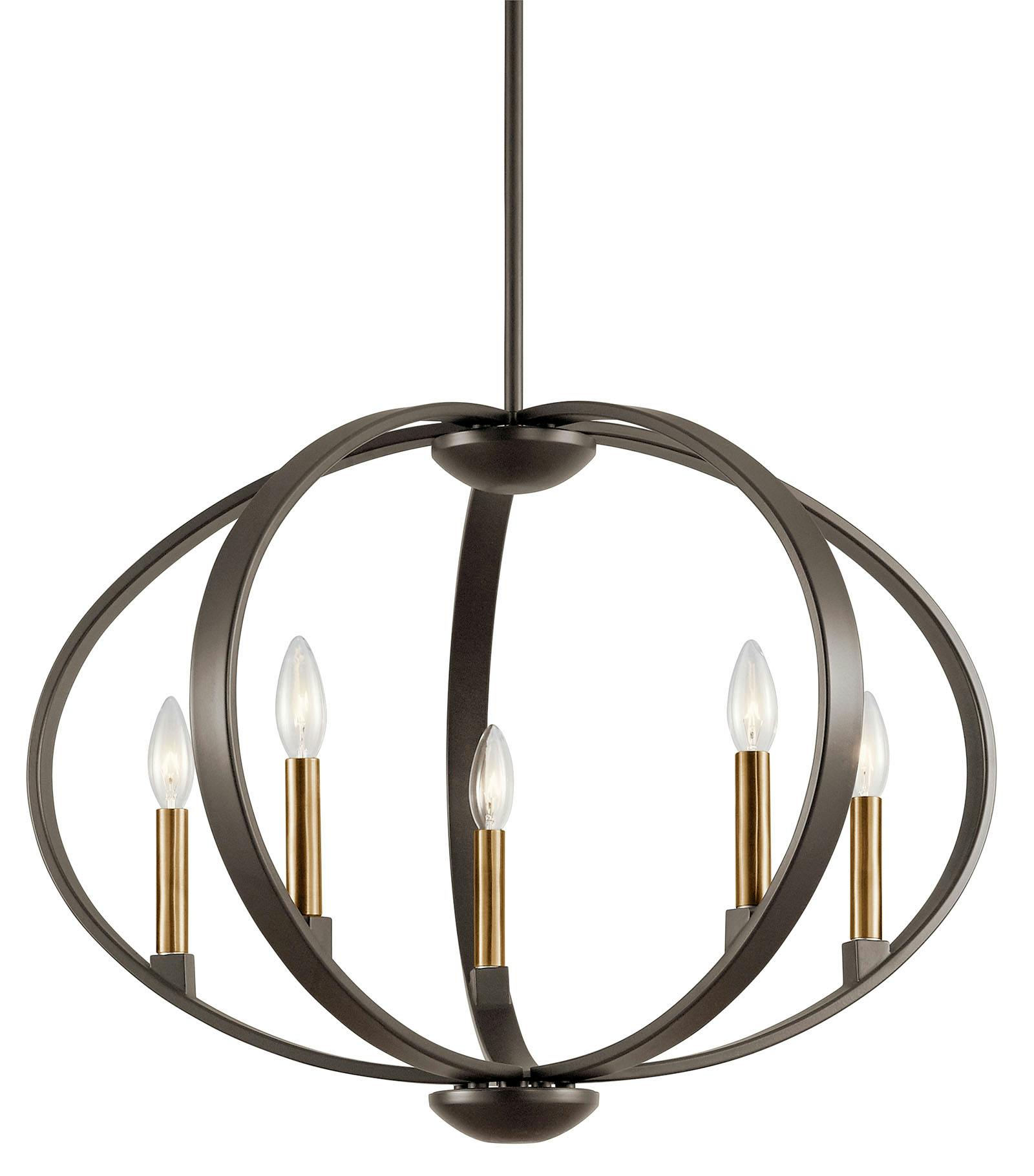 Elata 19.25" Chandelier Bronze with Brass on a white background