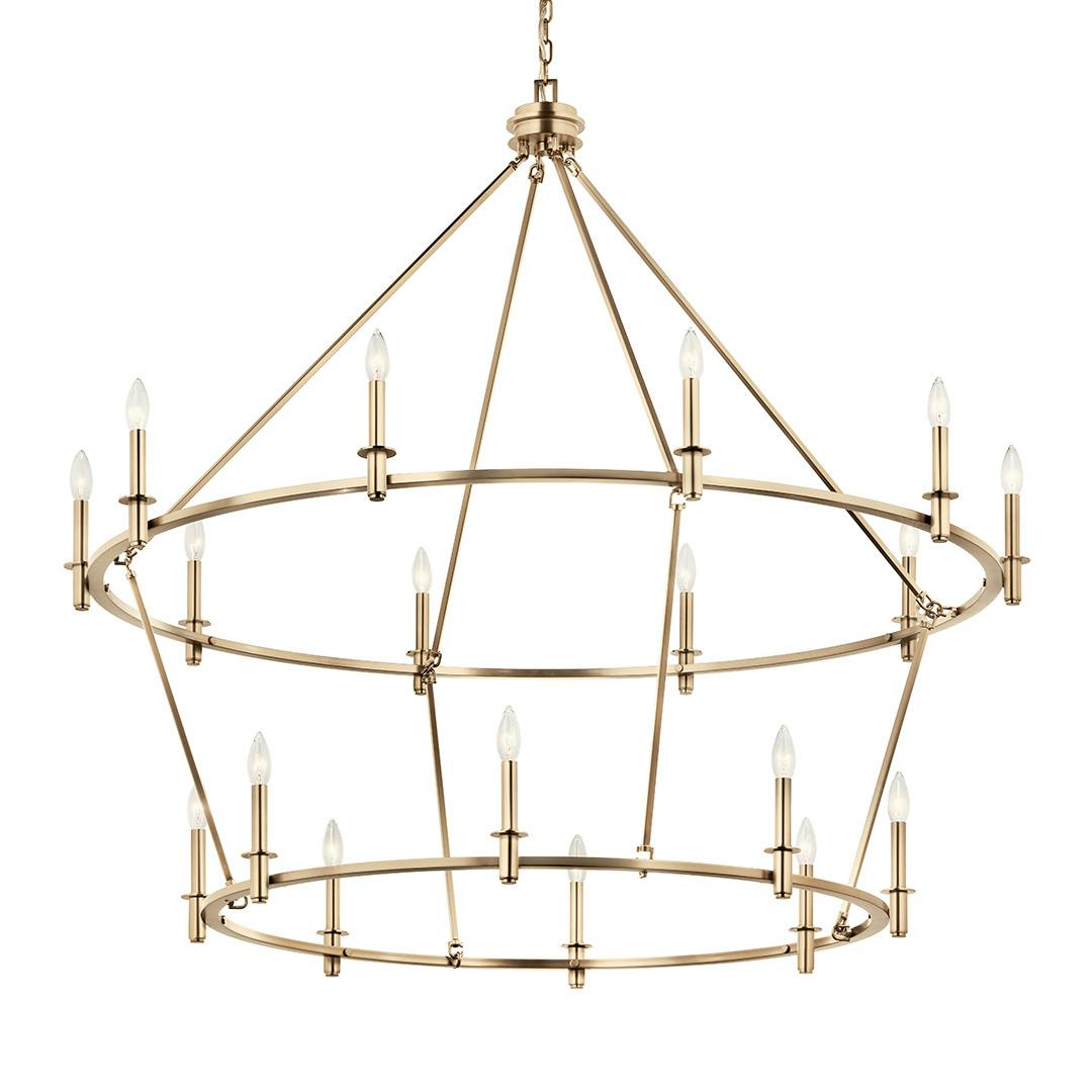 The Carrick 54.25 Inch 18 Light 2-Tier Chandelier in Champagne Bronze on a white background