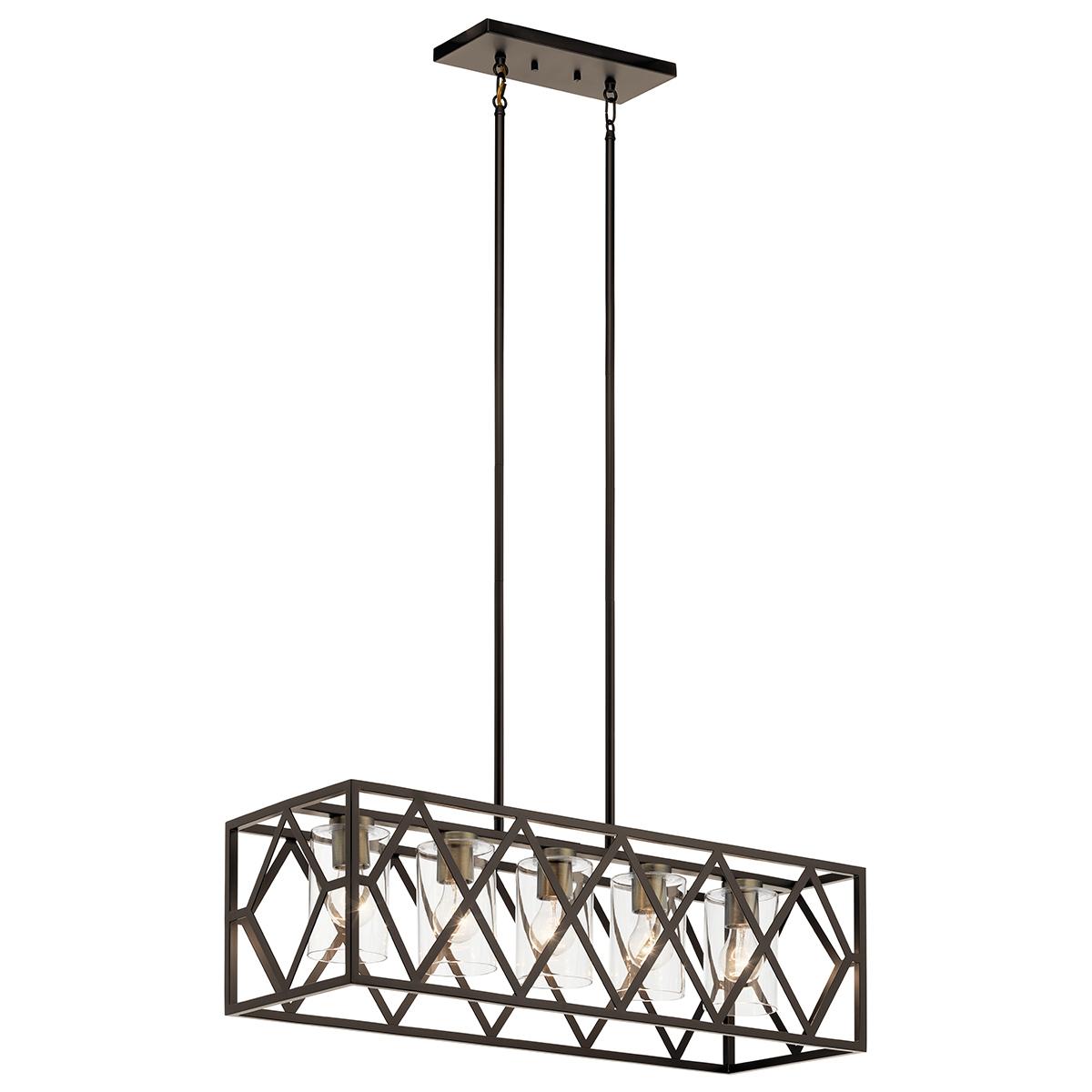 Solander 5 Light Linear Chandelier Bronze on a white background