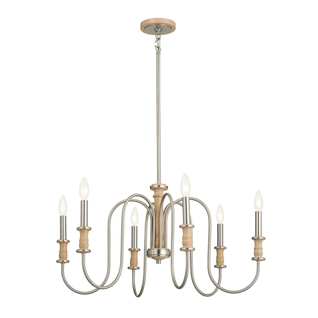 Karthe 6 Light Chandelier Beech and Brushed Nickel on a white background