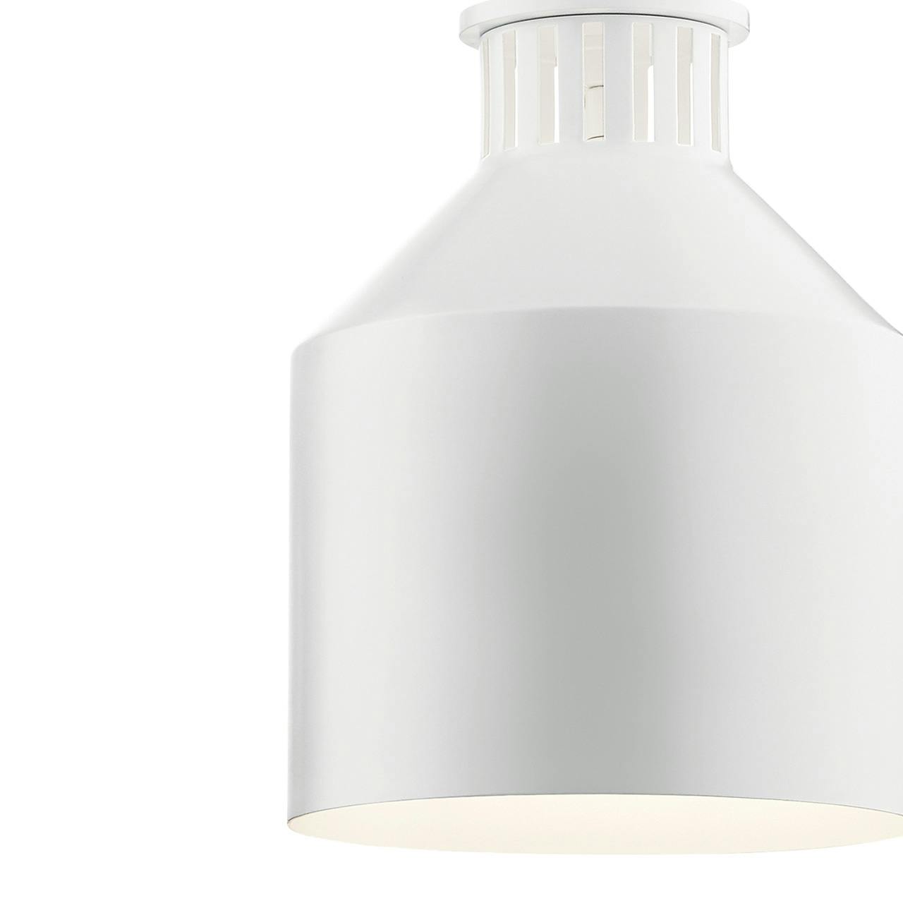 Close up view of the Montauk 1 Light Mini Pendant White on a white background