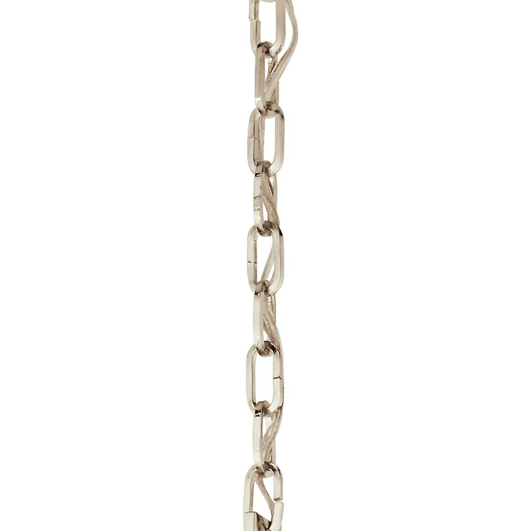 The 36 inch heavy duty square chain in polished nickel on a white background