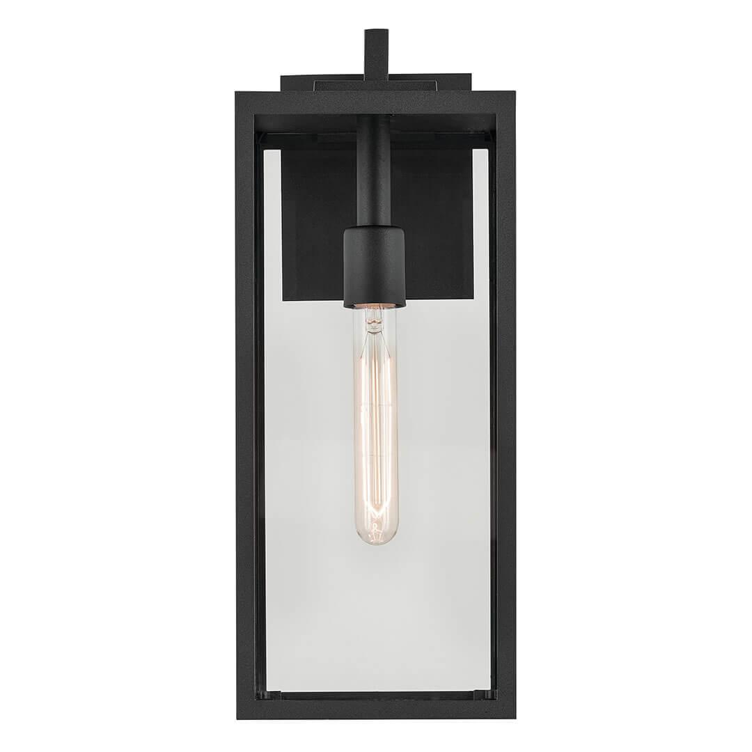 Front view of the Branner 17.75" 1 Light Outdoor Wall Light with Clear Glass in Textured Black on a white background