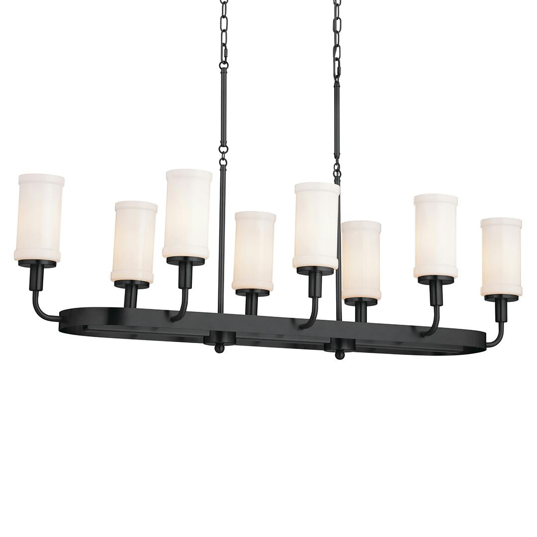 Vetivene 8 Light Linear Chandelier Textured Black on a white background