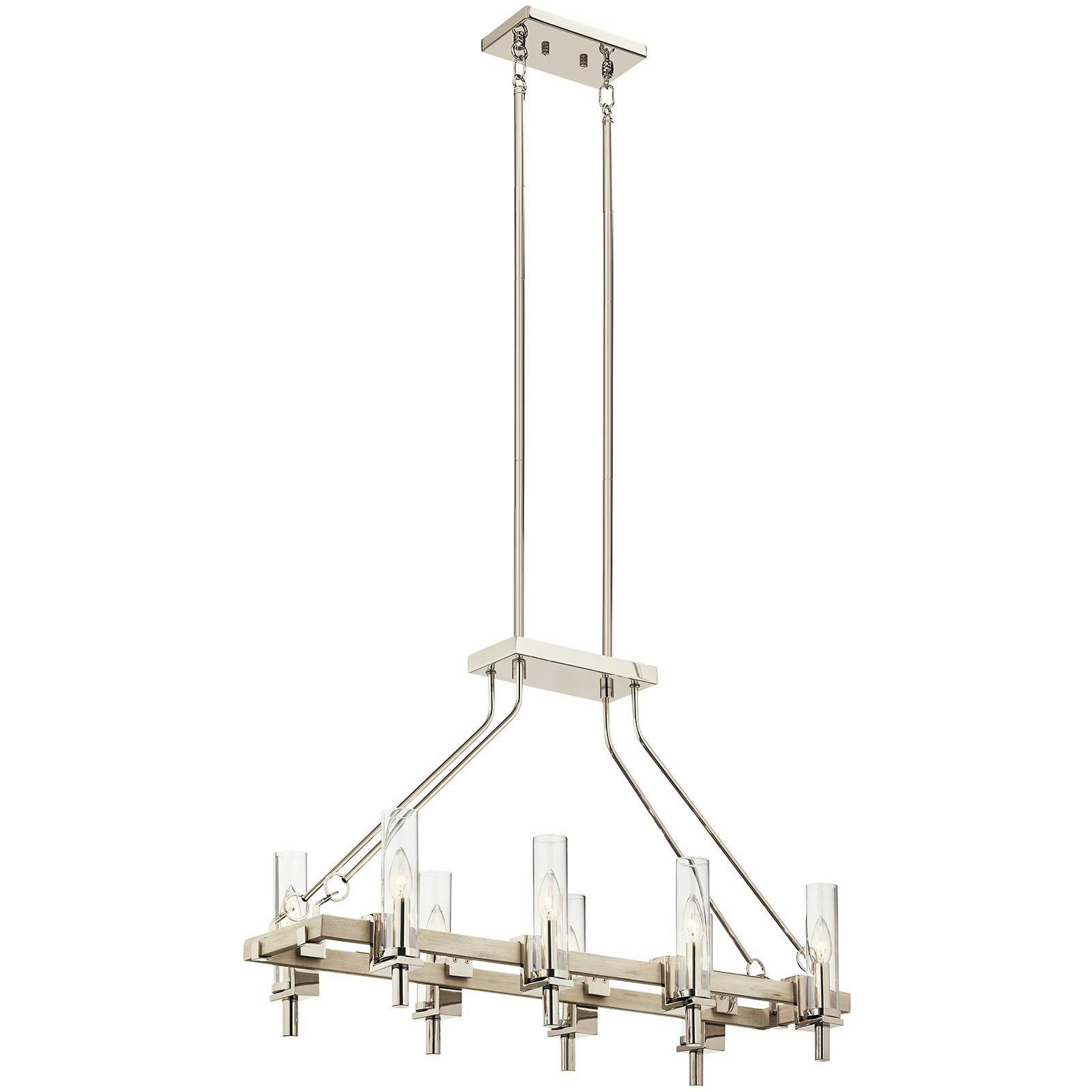 Telan 6 Light Chandelier White Wood on a white background