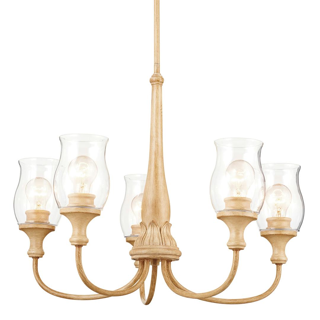 Melis 5 Light Chandelier Warm Maple on a white background