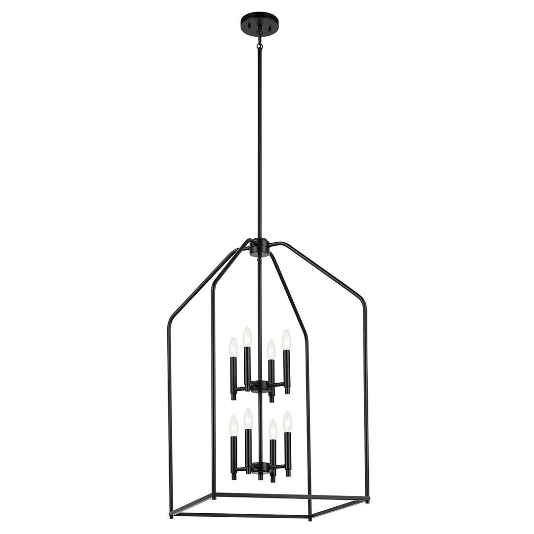 Living room featuring the Madden 36" 8 Light Foyer Pendant in Black