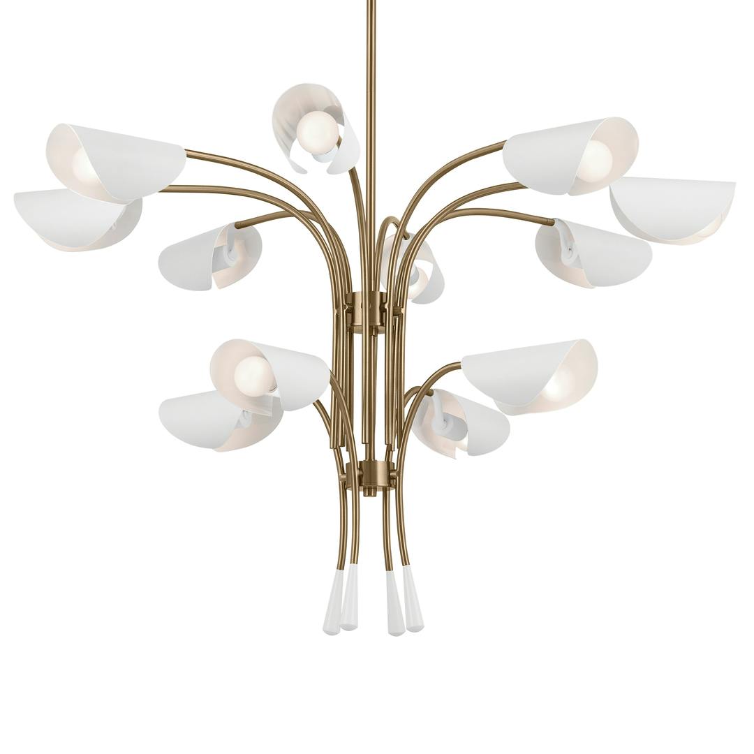 Arcus 46.25 Inch 12 Light Chandelier in Champagne Bronze with White on a white background