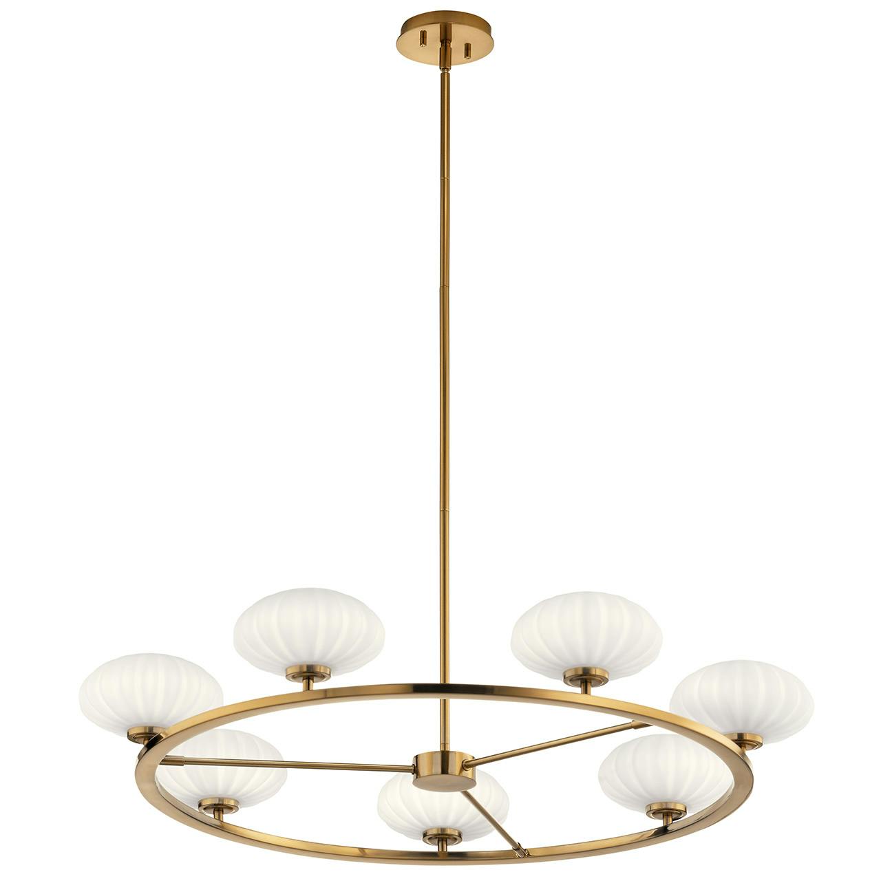 Pim 40" 7 Light Round Chandelier in Gold on a white background